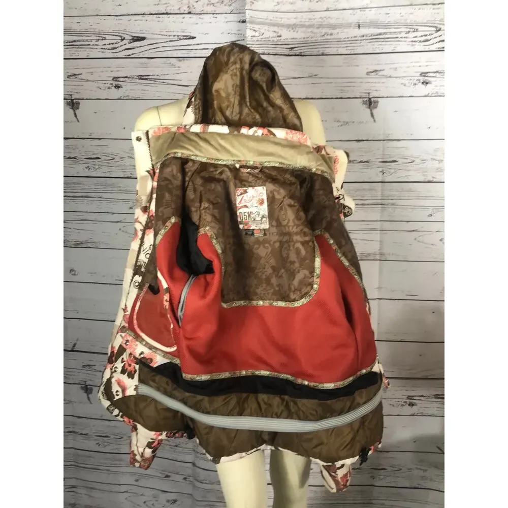 2000s Liquid Boardwear Floral Snowboard Puffer Ski Jacket Hooded size XS